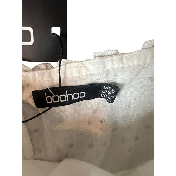NWT Boohoo Eyelet Babydoll‎ Dress Feminine Cottagecore Coastal Cowgirl Coquette - Picture 2 of 8